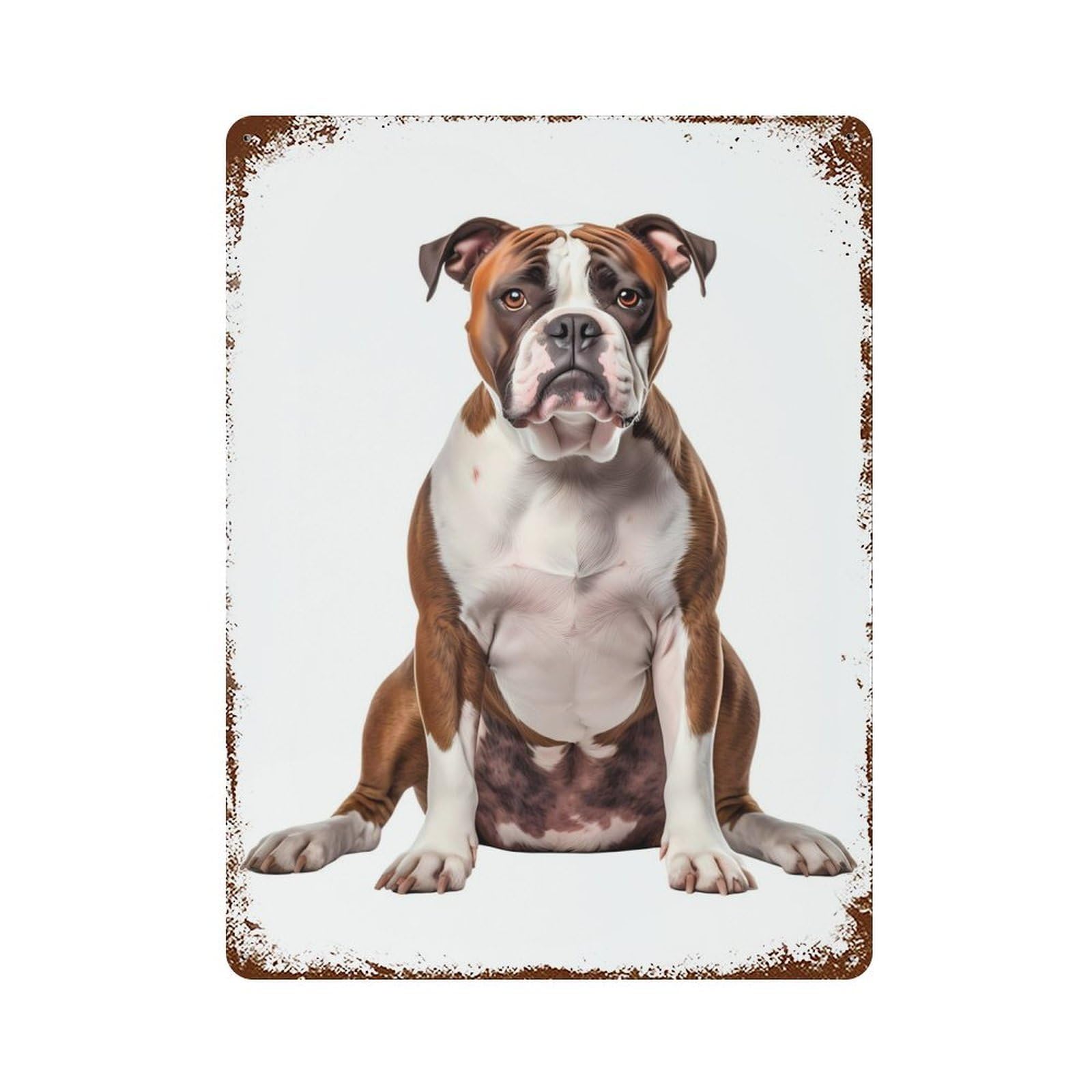 American Bulldog 15.7"x11.8" Vintage Rust Metal Sign, Shabby Chic Decor for Garage, Bar And Workshop Decor