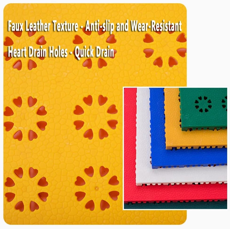 Floor Tiles 16 PCS Modular Interlocking Floor Tiles, Kindergarten Playground Park DIY Puzzle Sports Floor, Anti-Skid and Wear-Resistant,25CM,White-16PCS