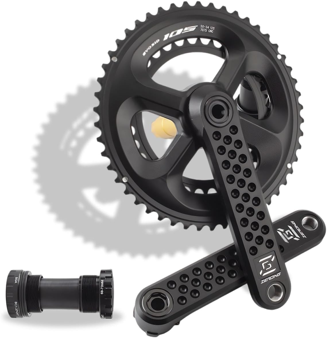 Pédalier de vélo GXP double vitesse noir 52-36T aux finitions soignées