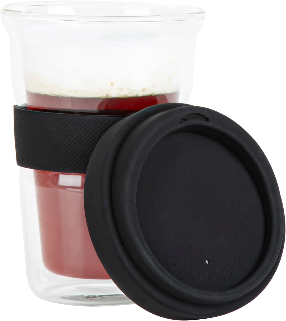 Restaurantware Glass Travel Mug 1 Count 14 Ounce Double Wall Borosilicate Reusable Coffee Cup, Spill-Resistant Black Silicone Lid, Clear Drinkware Mug for Hot and Cold Beverages - Image 9