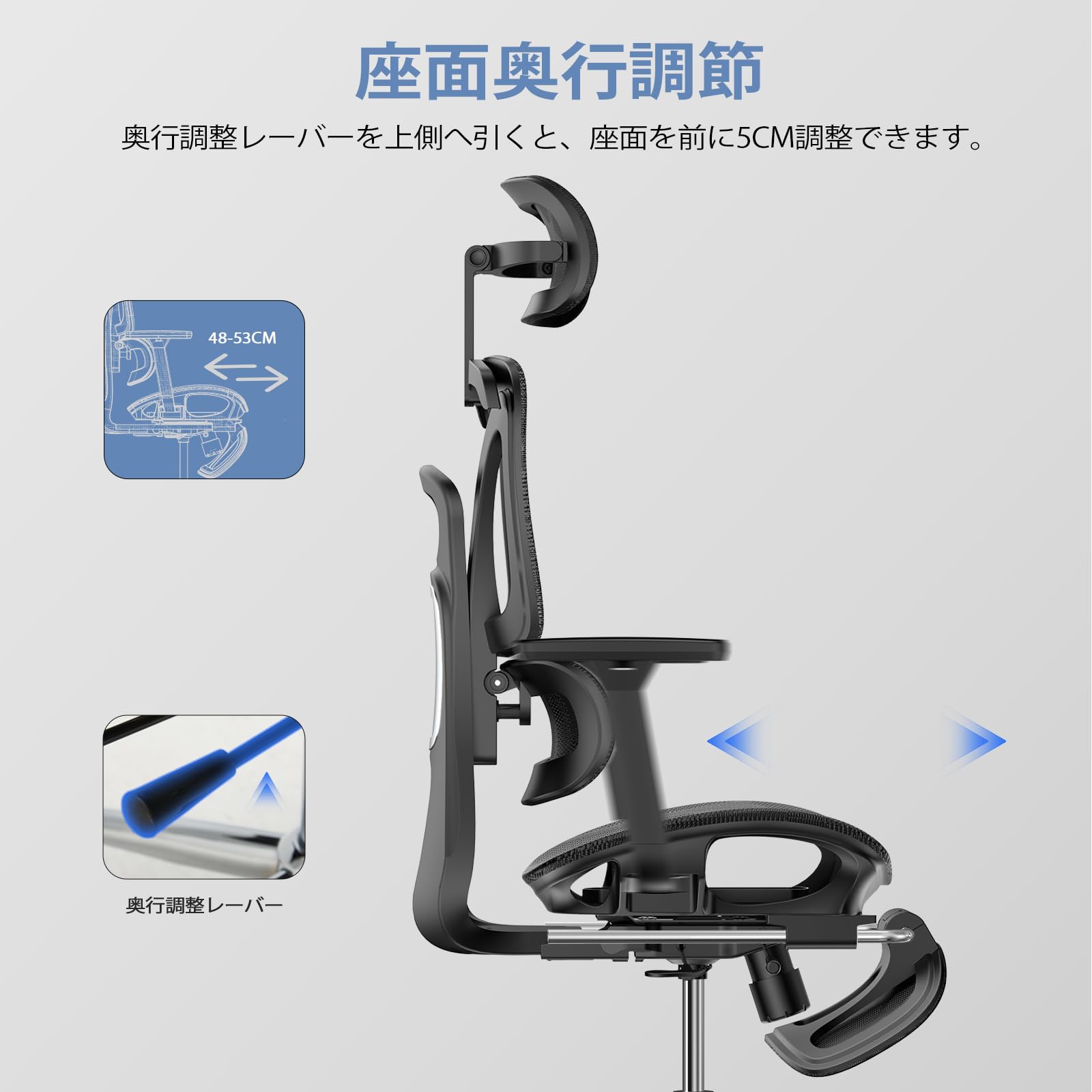 Amazon.co.jp: オフィスチェア 人間工学 メッシュ椅子 疲れない デスク