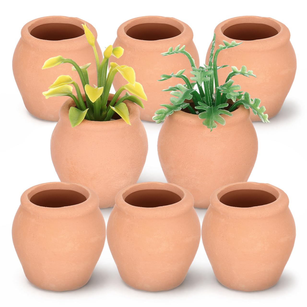 Mini pots de fleurs en céramique de terre cuite pour mini maison | Lot de 8