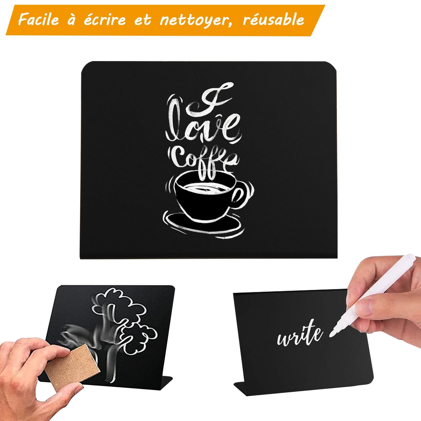 JMIATRY 40 Pcs Mini Tableaux Noirs, 10 x 7 cm Mini Panneau d’affichage, Mini Ardoise Craie Plastique, Mini Tableaux d’affichage pour Prix, Mariages, Fêtes, Boulangeries