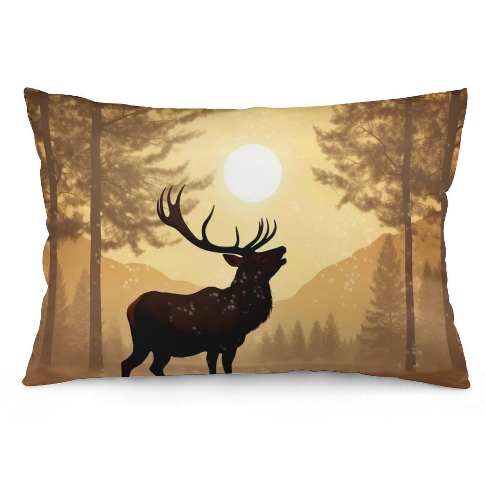 Velvet Pillowcases Standard Size 12 "x20, Ultra Soft Breathable Pillow Cases for Bed, Luxury Cozy Fuzzy Pillow Shams, Lumbar Pillow Cover, Elk Artwork Cushion Case Home Decor