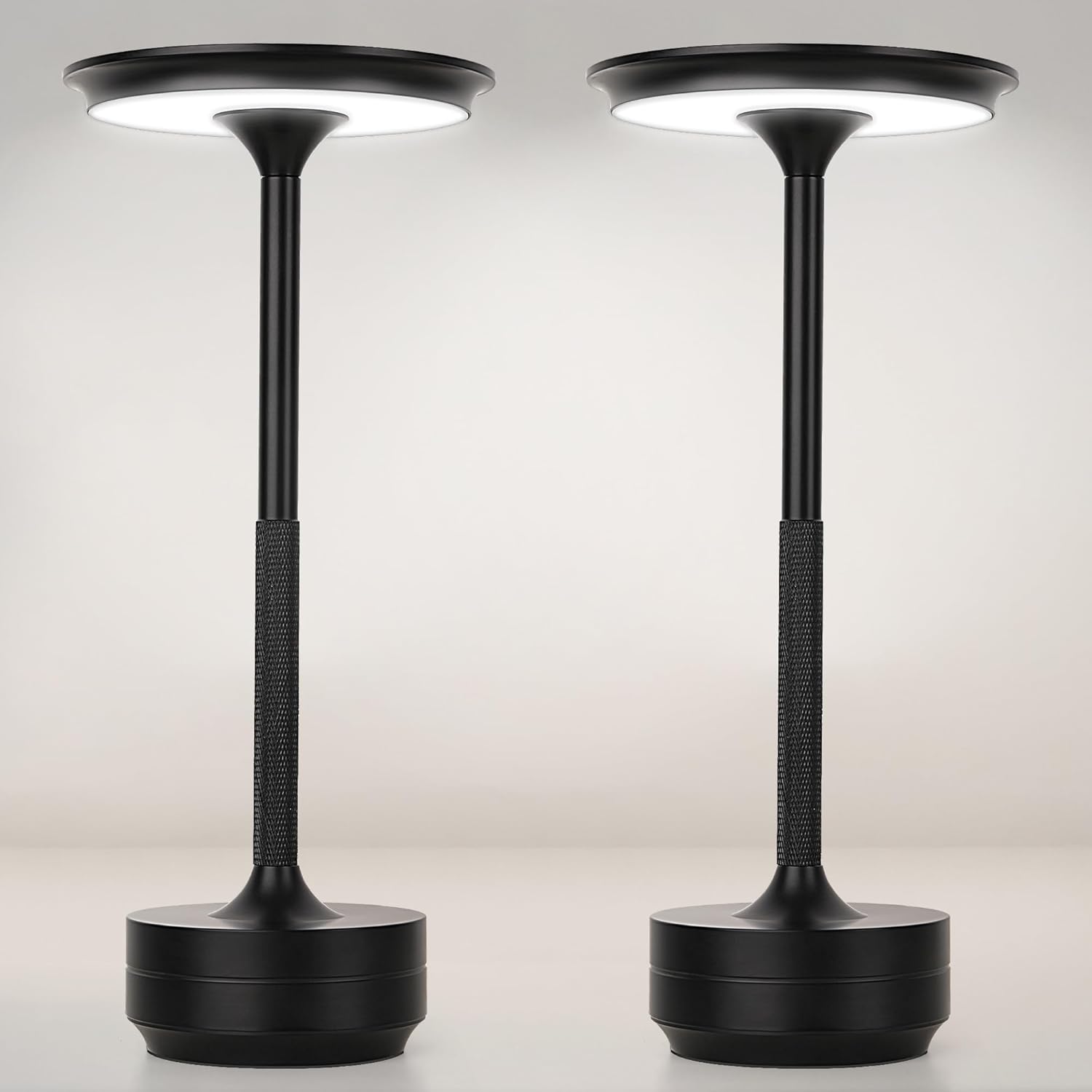 2-Pack Cordless Table Lamp Rechargeable 5000mAh, 3-Color Stepless Dimming Touch Sensor, Portable LED Desk Light for Bedroom, Nightstand, Camping, Patio (2-Pack Gold)