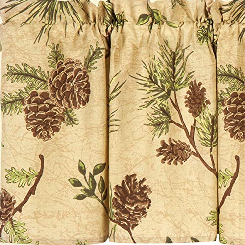 C&F Home Woodland Retreat Window Treatment Curtain Pinecone Decor Decoration Cabin Rustic Lodge Brown Green Cotton For Living Room Kitchen Valance Tan #TOP5