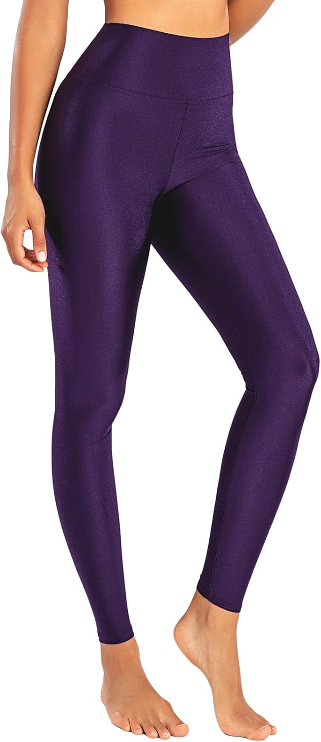Romastory Women's Elastic Shiny Leggings Pants High Waisted Shining Sports Workout Leggings Tights - Image 2