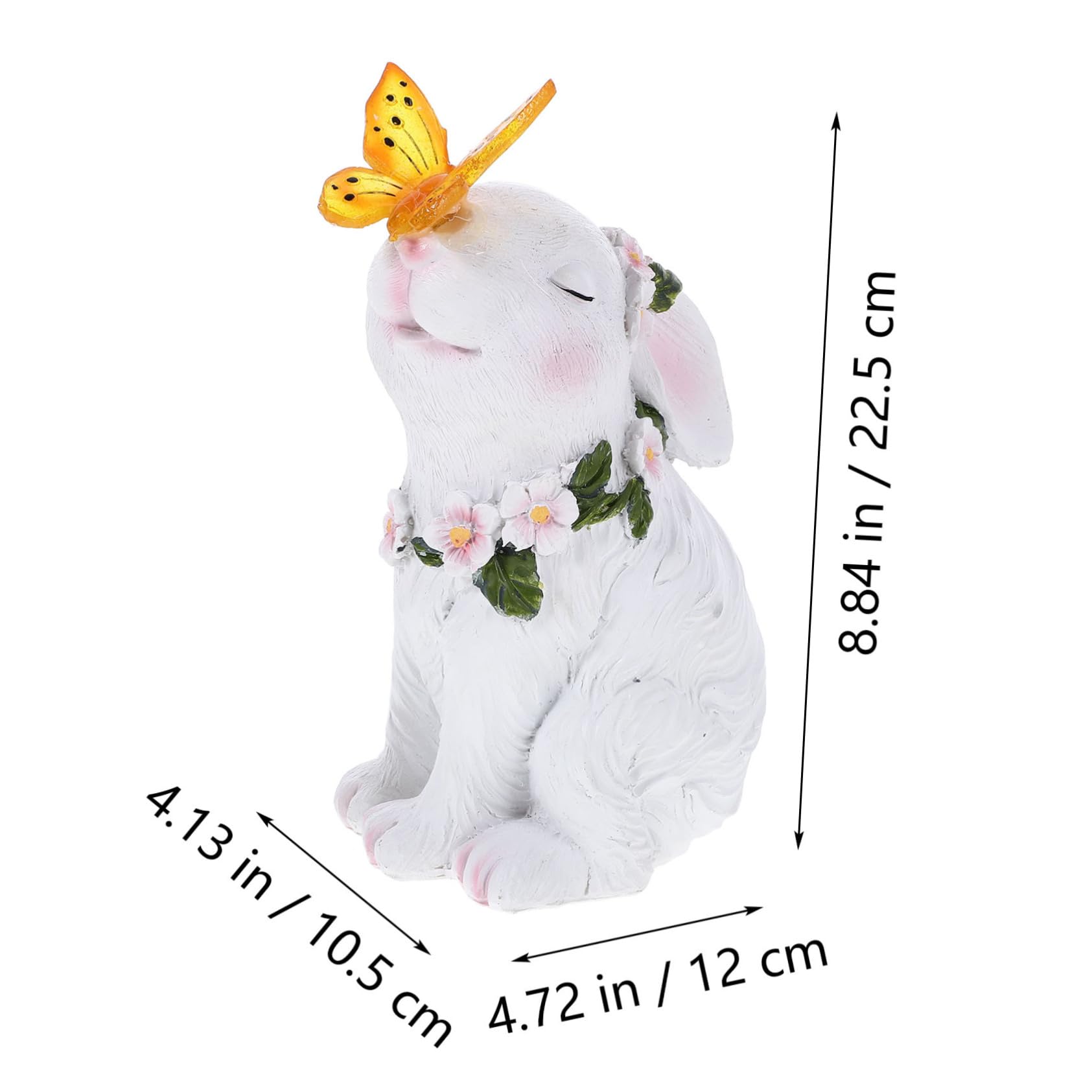 BESTonZON Ornement Lapin Animaux de Plein air décor de Lapin drôle lumière de Statue de en Plein air Ornement de Jardin décoration de Jardin Solaire résine Blanche