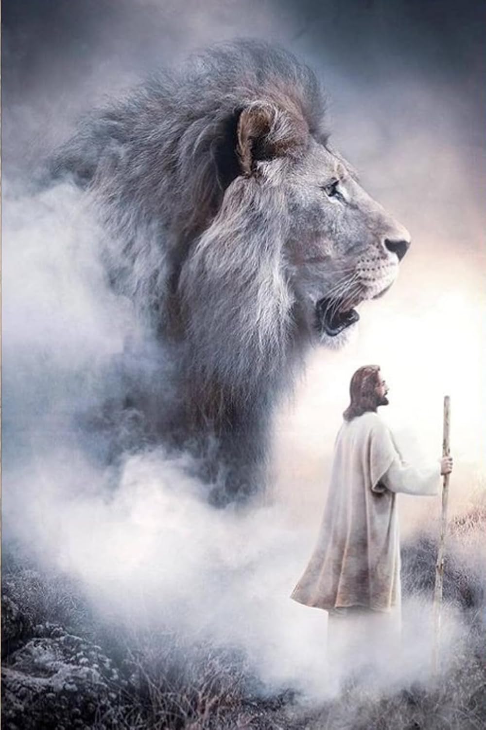 Jesus & Lion Jigsaw Puzzle for Adults 1000 Pieces Wood Puzzle Art DIY Toy Gift Fun Challenging Educational Gift Art Home Decor