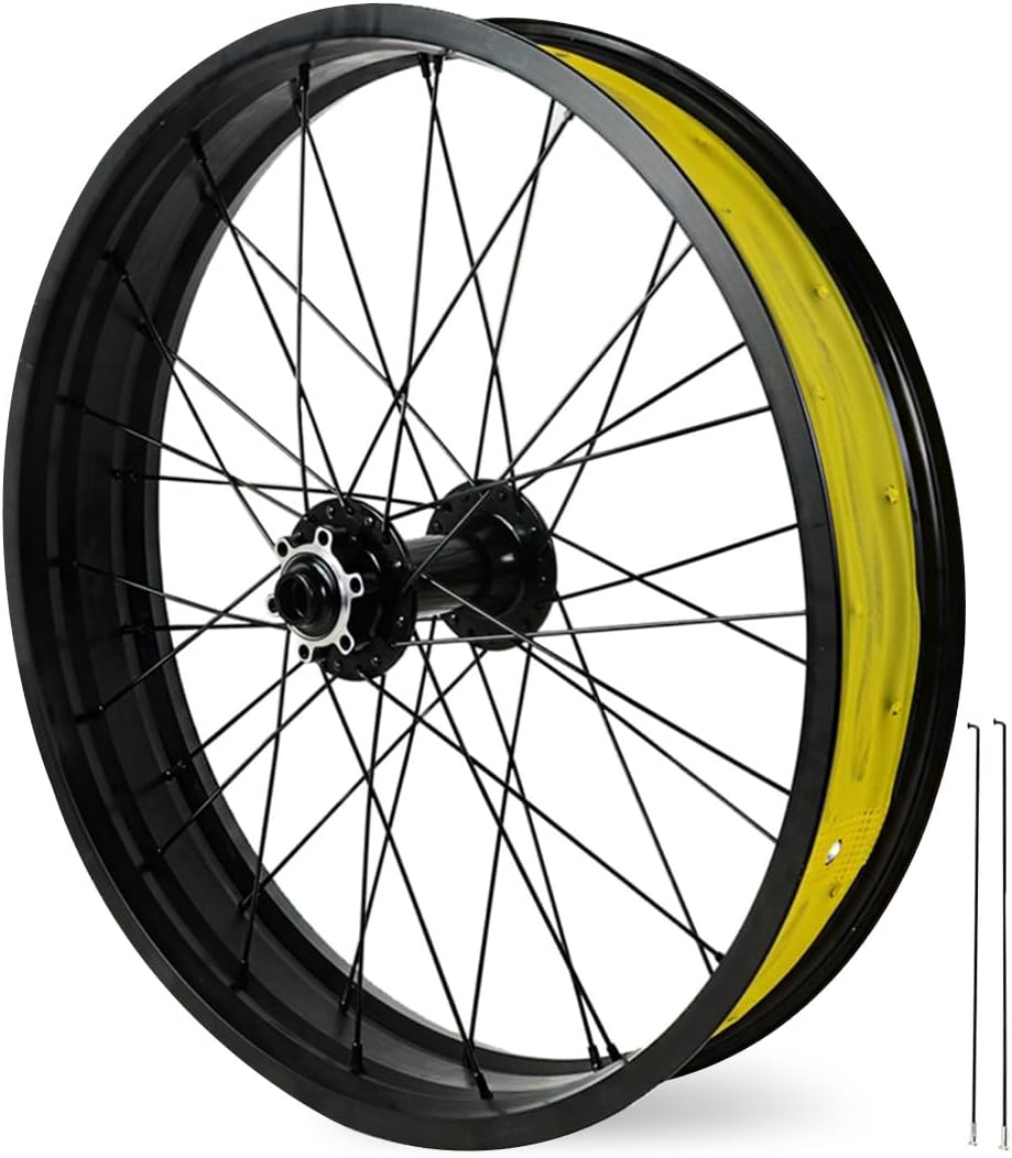 20/26 Inch X 4.0" Fat Tire Bike Front Wheel Aluminum Alloy Rim 36H Disc Brake Thru Axle 15mm Hub Spacing 135mm, for Snow Beach E-Bike