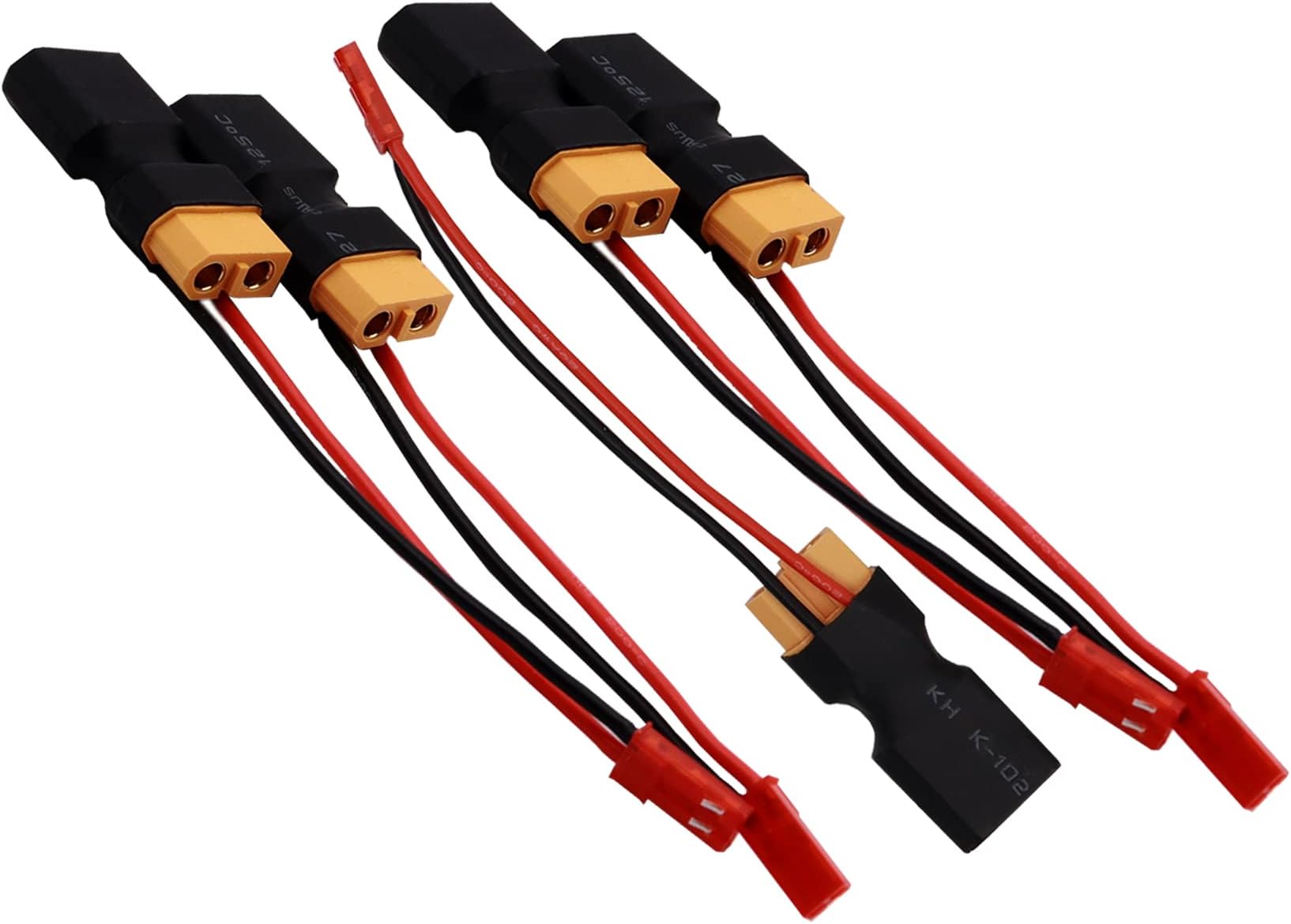 5PCS XT60 Male to Female with JST Plugs (Male) Lipo Battery Connectors Power Adapter Compatible With DJI Phantom Quadcopter FPV and other Aerial Multicopter helicopters aircrafts (22AWG10cm)