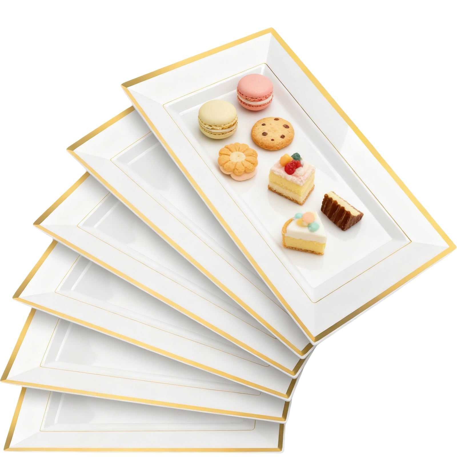Plateau de service rectangulaire rigide et jetable JEUIHAU 33 x 20,3 cm pour traiteur 20 pcs