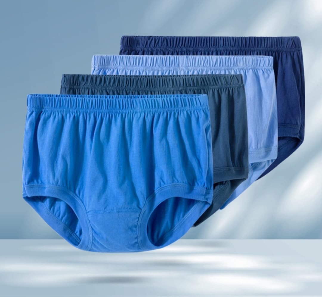 NOGRAX Mutande Uomo Slip da Uomo in Cotone Tinta Unita da 4 Pezzi, Comode Mutandine Larghe Taglie Forti