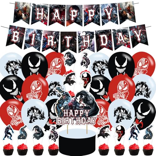 karg Birthday Decorations 3 Party Supplies Include Happy Birthday Banner Cake Topper and Cupcake Toppers Balloons for Kids Party Decor