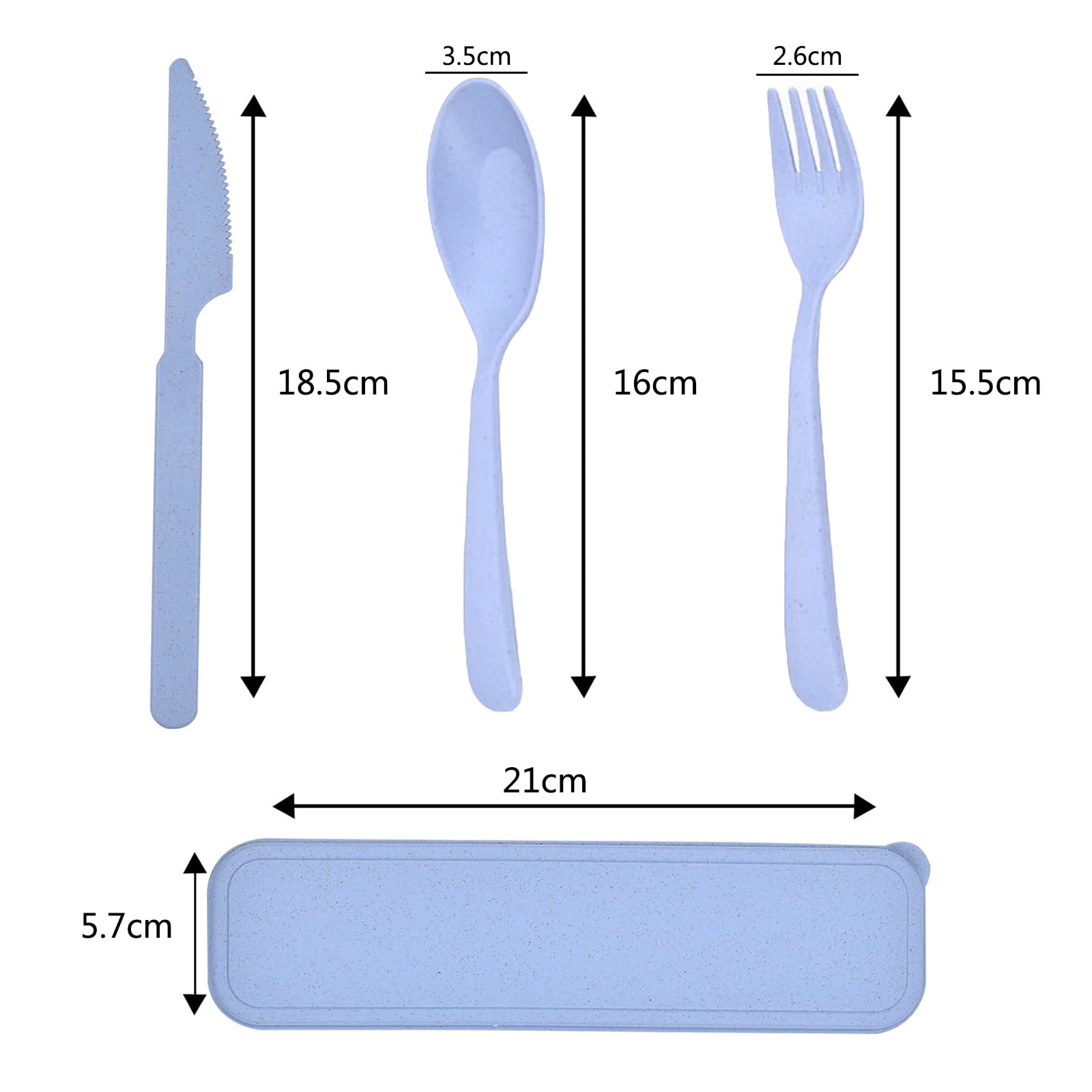 Set di Posate da Viaggio Con Custodia - Posate da Campeggio in Plastica Riutilizzabili, Forchette, Cucchiaio - Portatili per Viaggi, Picnic, Campeggio o Uso Quotidiano