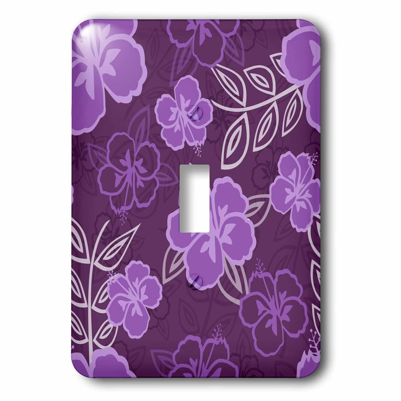 Interrupteur motif hibiscus hawaïen violet pour remplacer une plaque terne