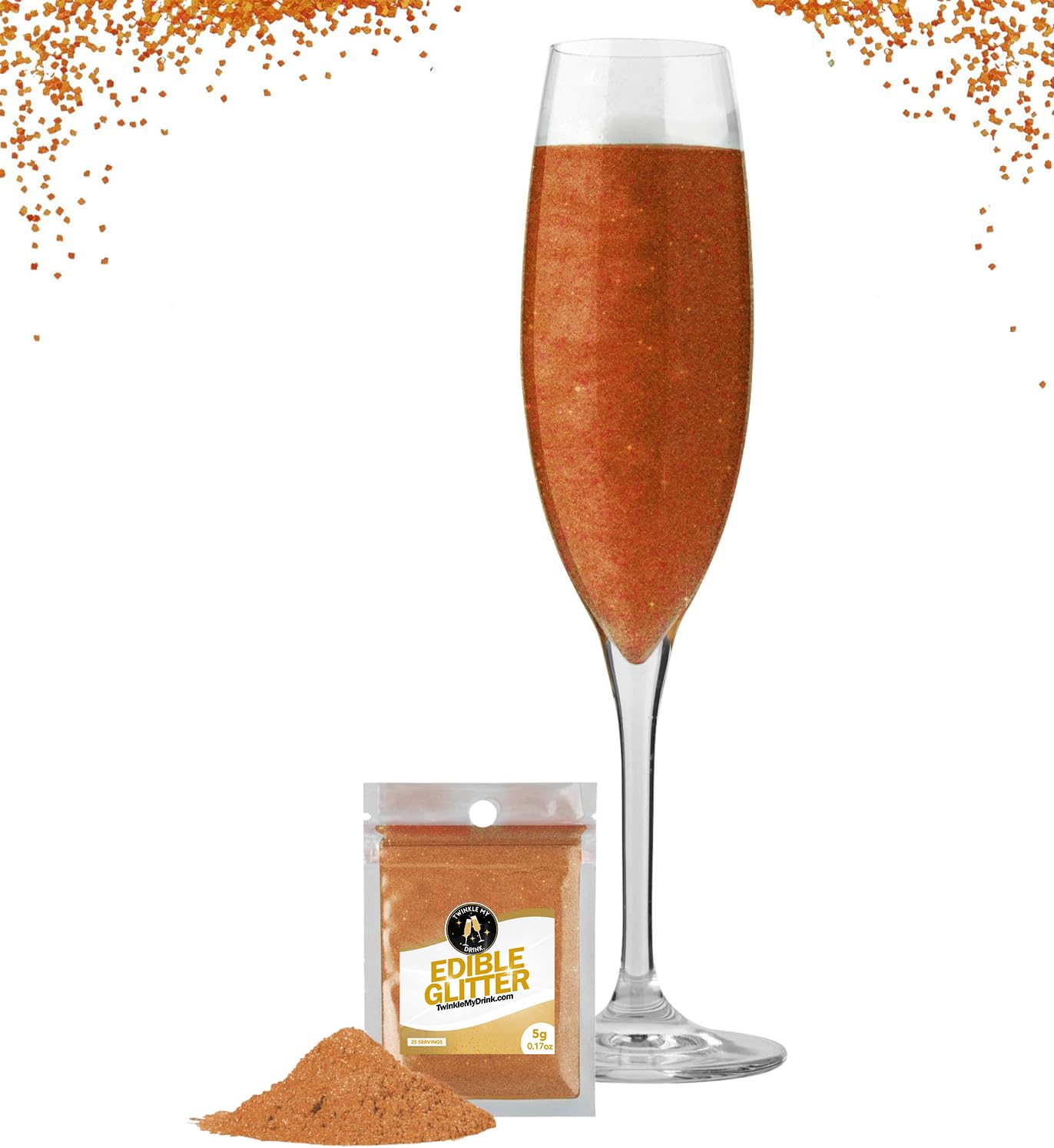 Twinkle my Drink® Copper Sparkle Edible Glitter for Drinks & Cake Shimmer Glitter