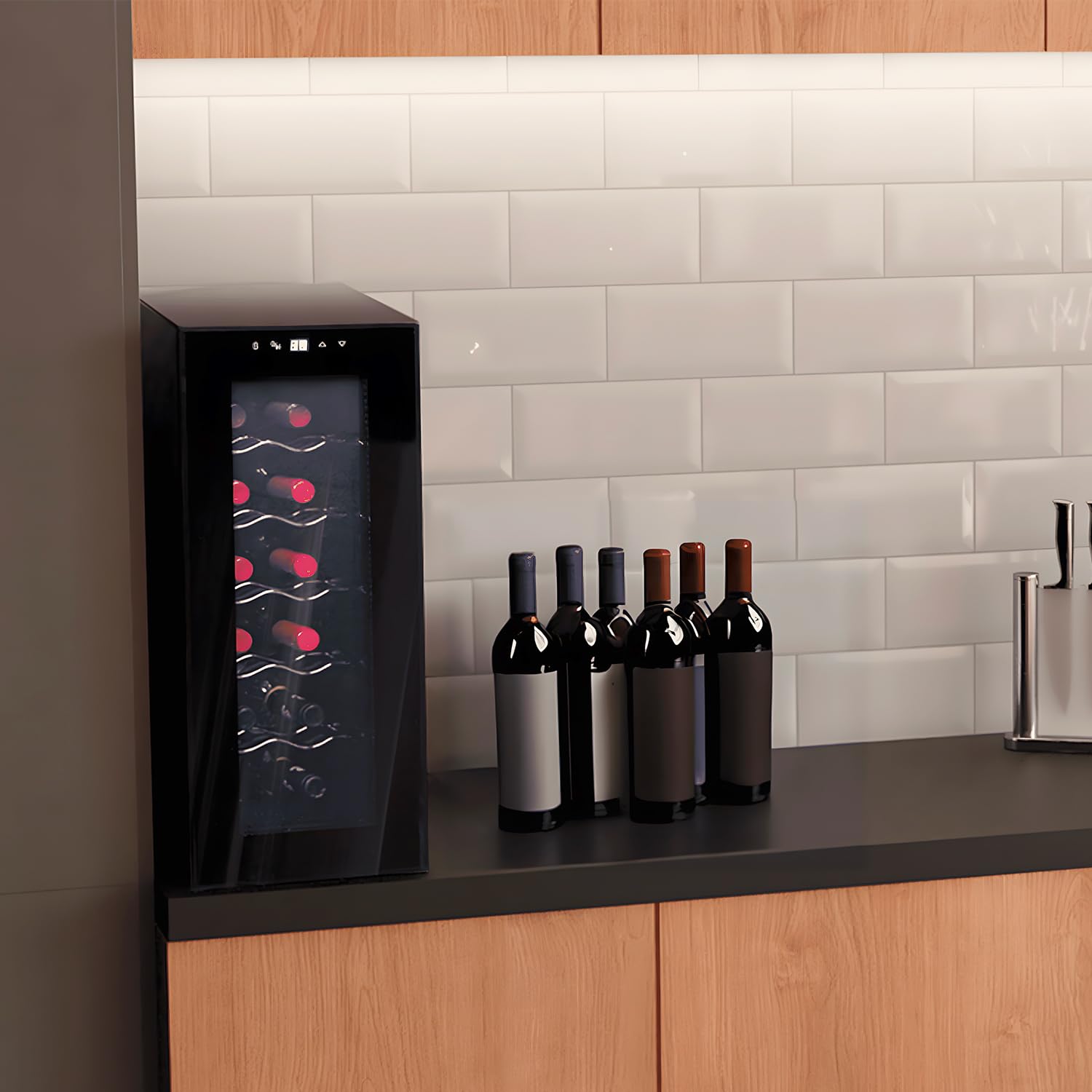 Cave pour 12 bouteilles de vin - Mini réfrigérateur bar réfrigérateur pour vins et boissons Wooler12 - Wintem