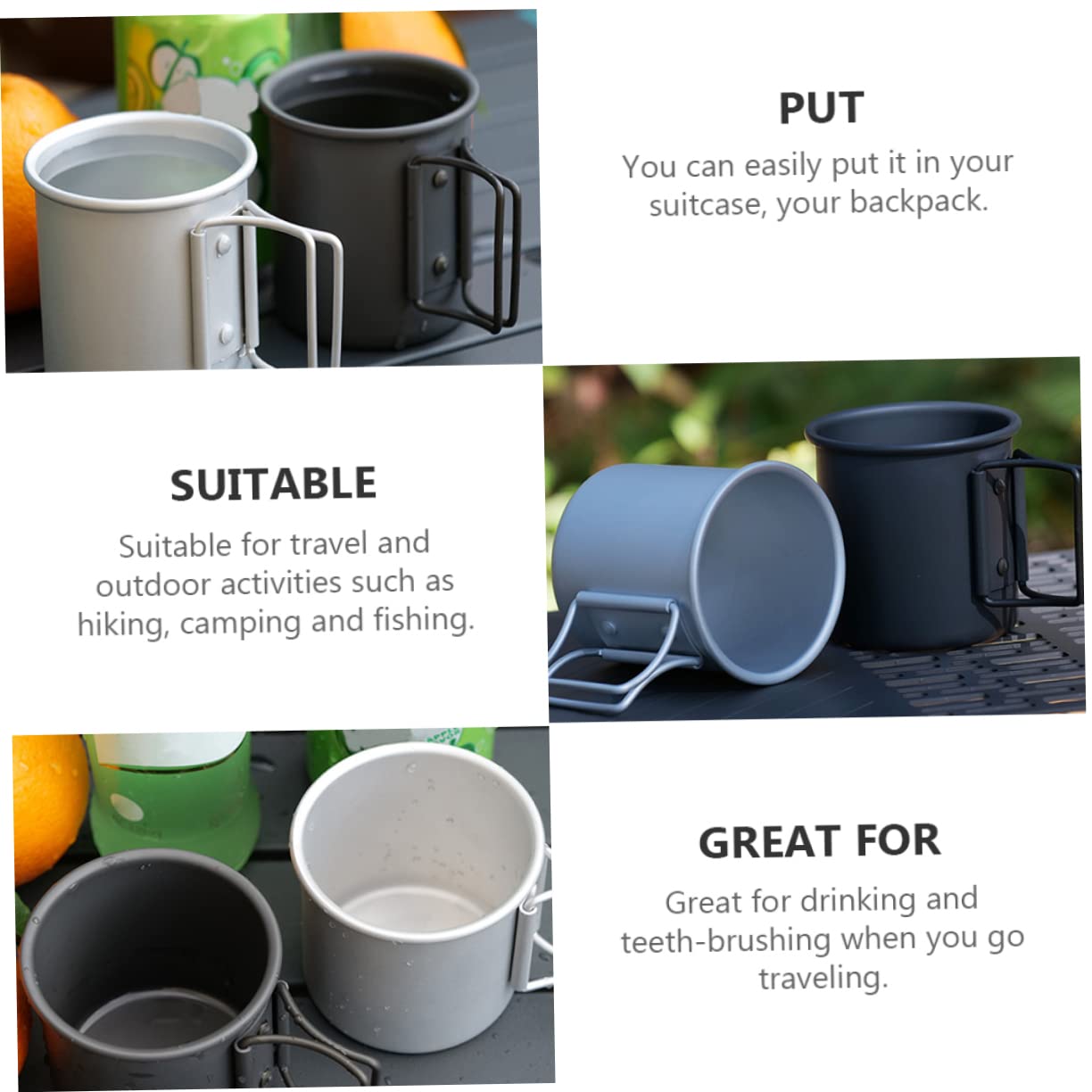 TOYANDONA 2 Sätze Faltbare Aluminium Trinkbecher Leichte Tragbare Wasserbecher Für Outdoor Aktivitäten Camping Und Reisen Für Kaffee Bier Und Getränke 2 Stück * 2