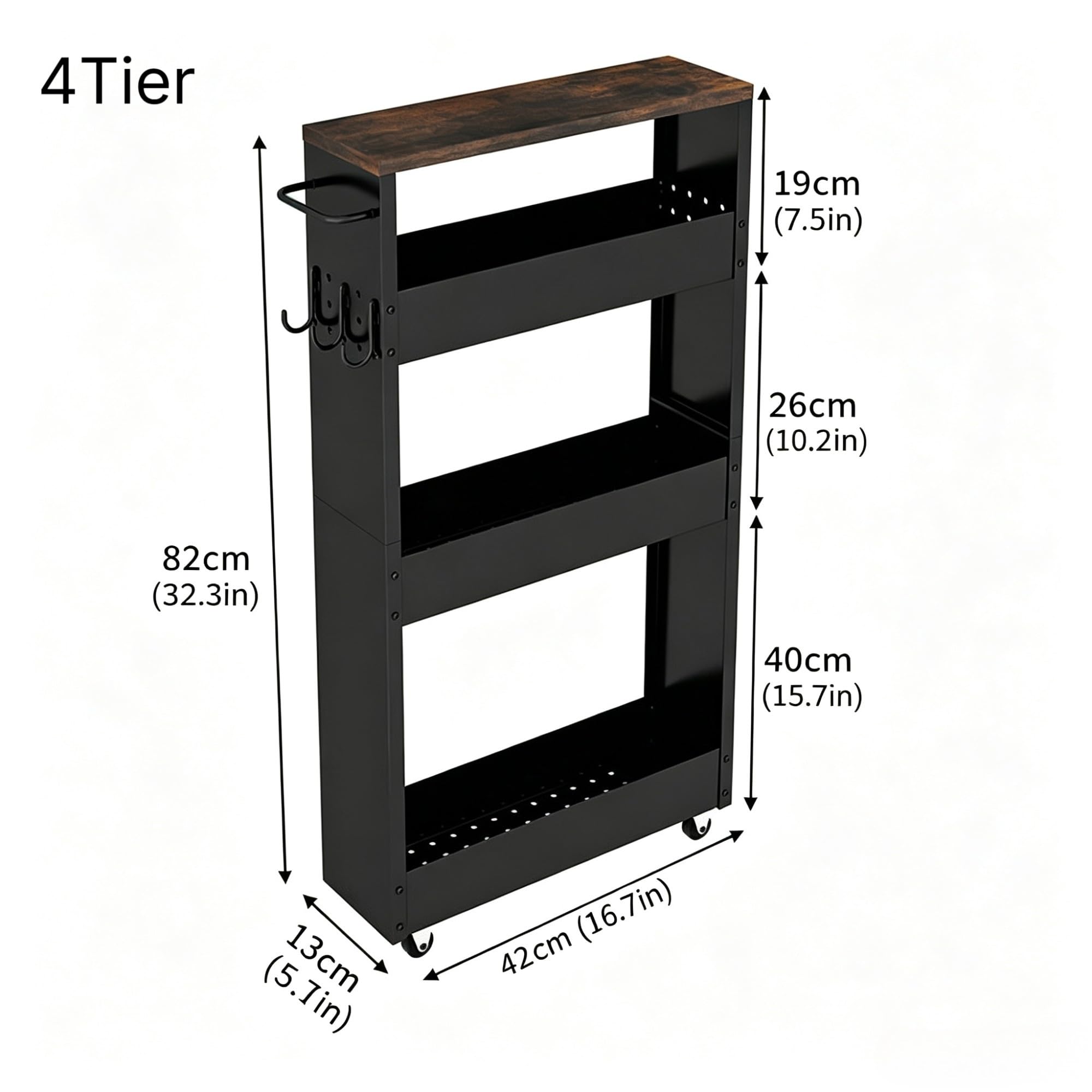 Organizer Spazi Stretti Con Ruote, Scaffale Per Bagno E Lavanderia,Cucina