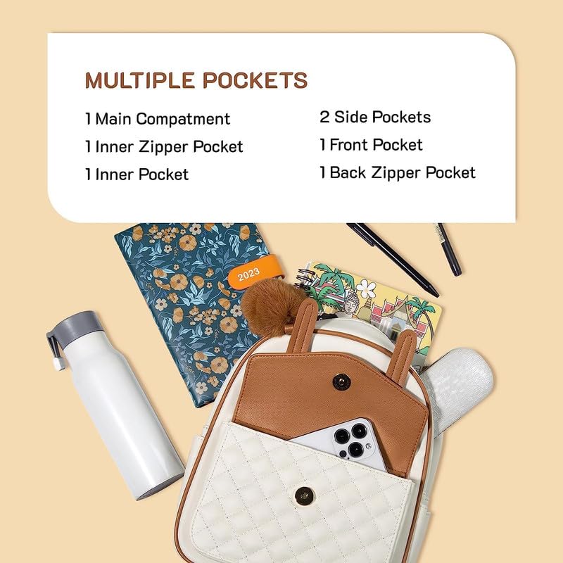Image of ShopyVid Mini Backpack for Women Cute Small Backpack Purse With Pompom
