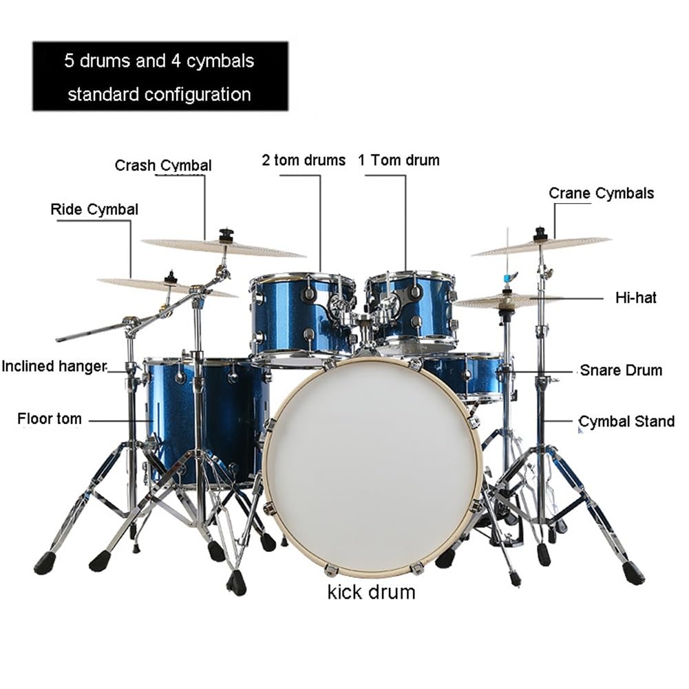 Schlagzeugset für Erwachsene, Percussion-Schlagzeug 5-teiliges Schlagzeugset für Erwachsene Schlagzeugset in voller Größe für Bühnenauftritte von Anfängern(Black)