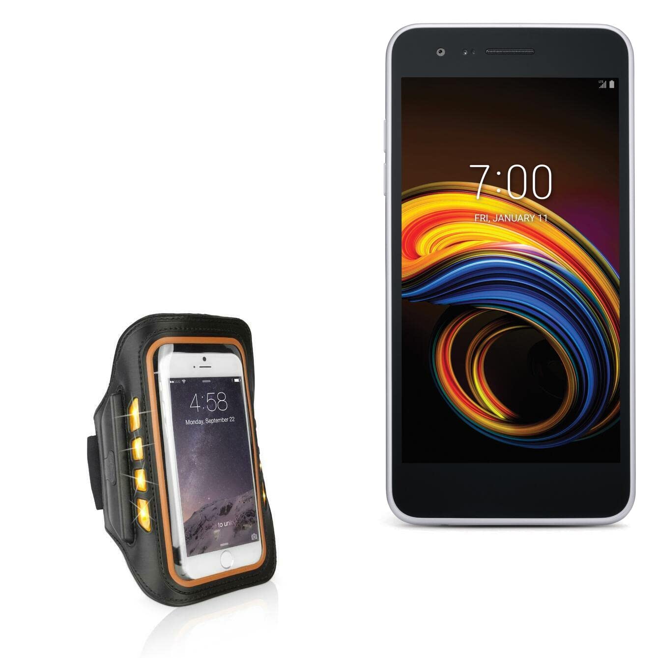 BoxWave Case for LG Tribute Empire (Case JogBrite Sports Armband, High Visibility Safety Light LED Runners Armband for LG Tribute Empire - Bold Orange