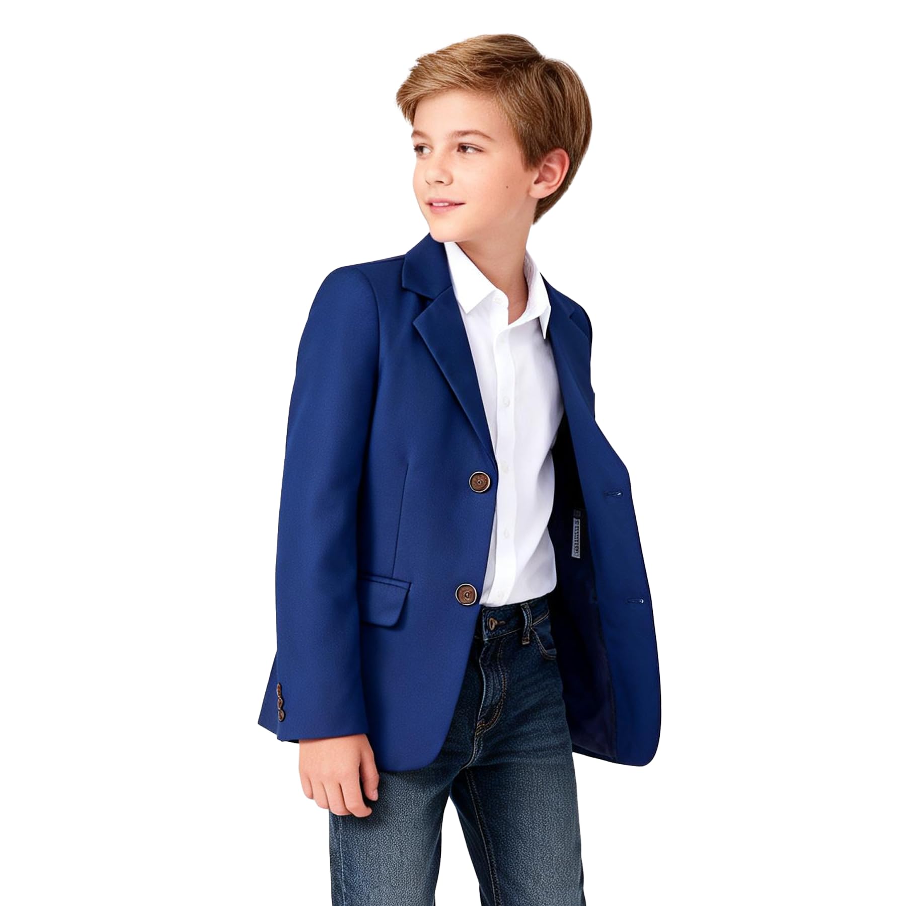 LOLANTA Blazer Casual para Niño, Chaqueta de Traje Lisa, Clásica de Botonadura Simple con Bolsillos de Solapa, 5–12 Años