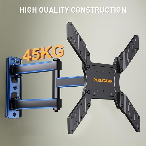 Perlegear Supporto da Parete per TV da 26 a 60 Pollici, Staffa TV con Braccio Girevole ed Estendibile, Max VESA 400x400, Supporto Ultra Resistente 45 kg - PGMFK6 - 3