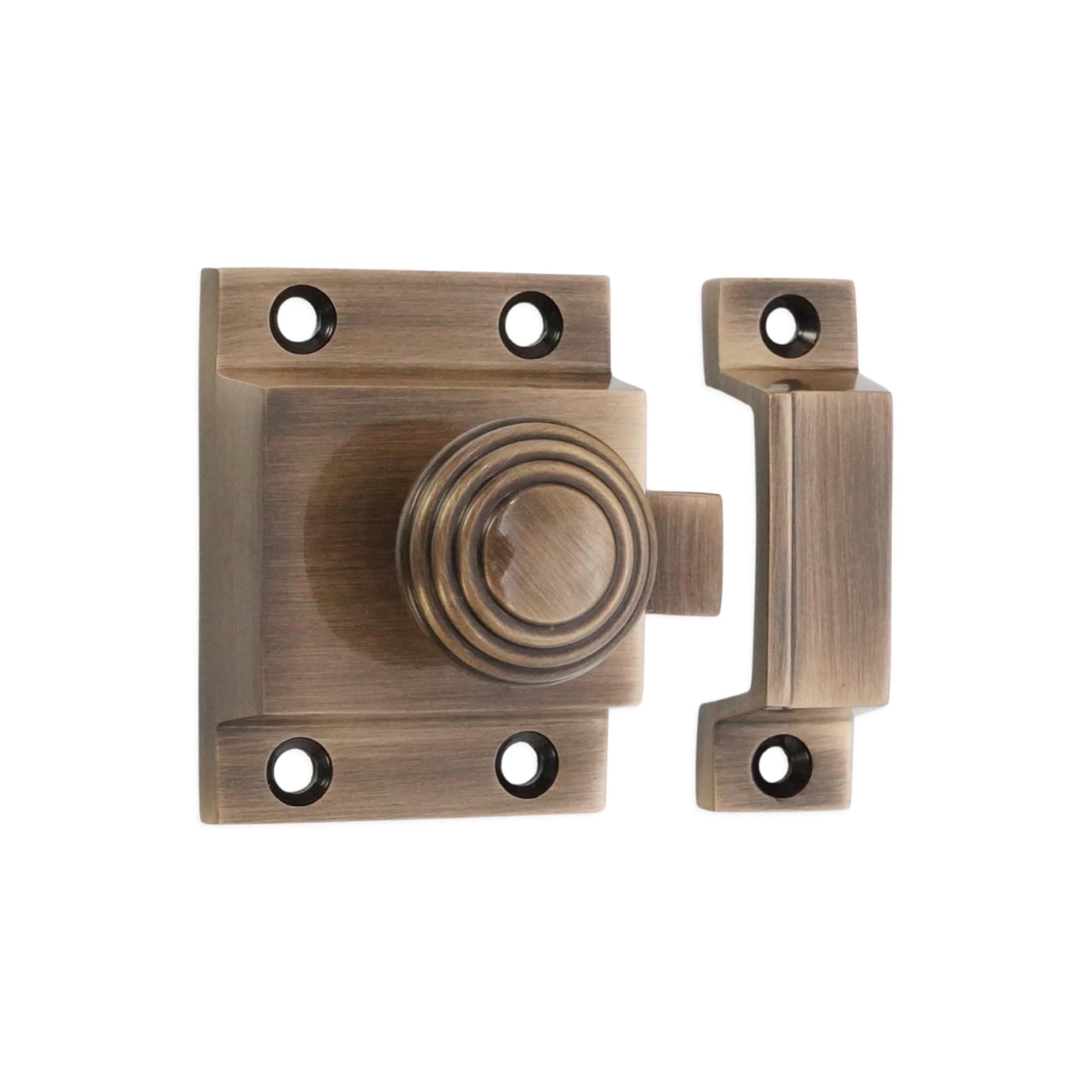 Infinity Decor Vintage Style Beehive Design Kitchen Cupboard Catch with Thumb Turn Knob Latch Lock – Ideal for Cabinet Desk Drawer Doors (Antique Brass)