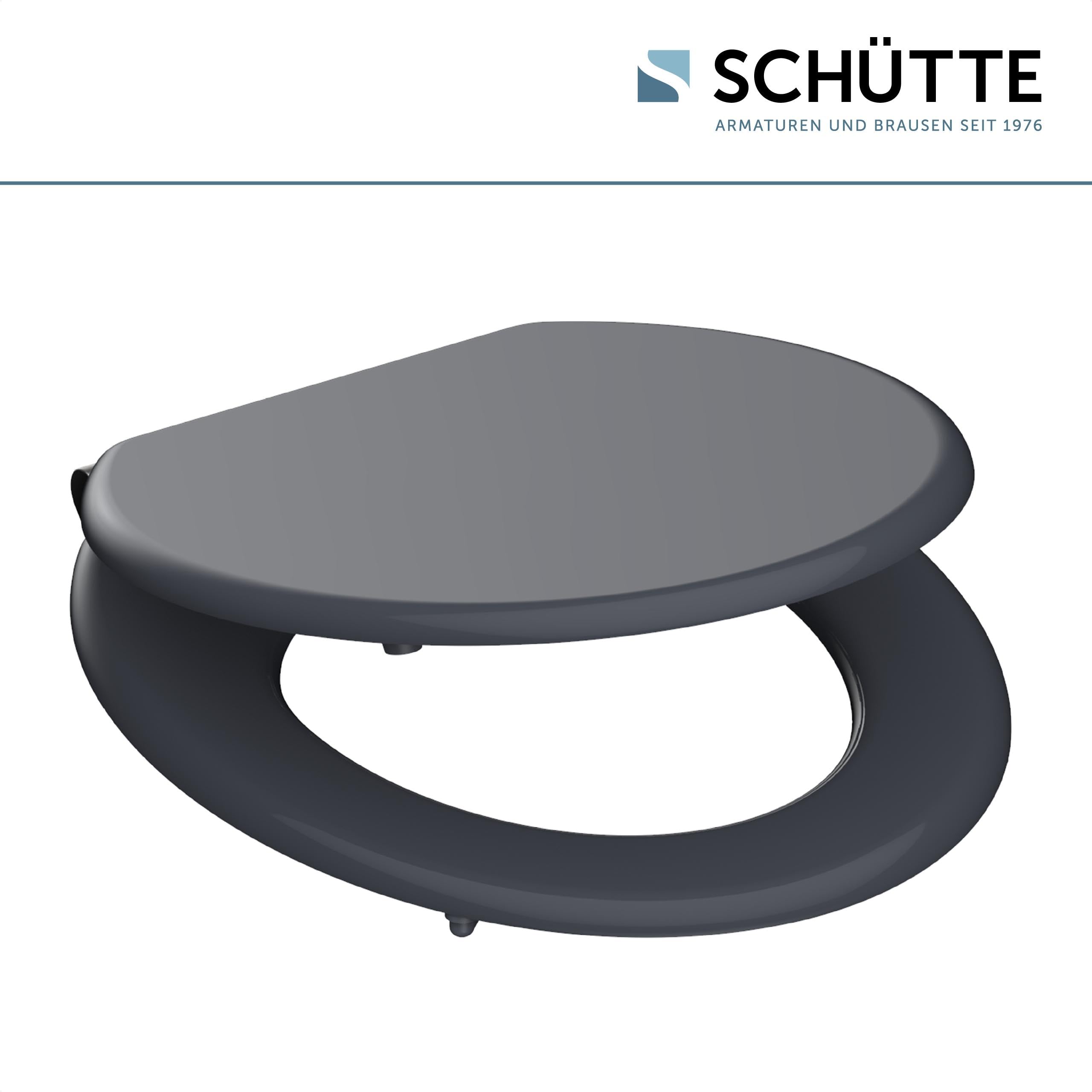 SCHÜTTE SPIRIT - Asiento de inodoro con tapa de inodoro con descenso automático, de madera, con núcleo de madera, con diseño (carga máxima de 150 kg), color antracita