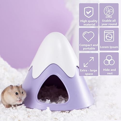 Miniatura 2 de Escondite de hámster, casa de escondite de hámster en forma de montaña nevada, linda cabaña escondida de hábitat de animales pequeños para hámsteres