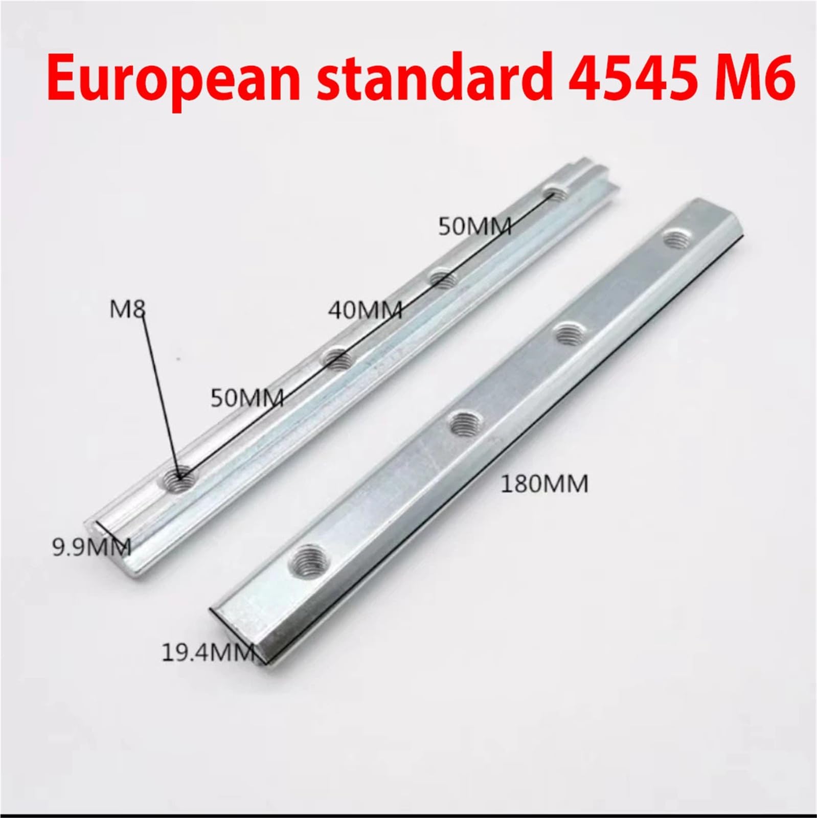 10 szt. liniowych nakrętek przyłączeniowych do europejskich standardowych profili aluminiowych, złączki do przegubów doczołowych, paski przedłużające, mocowanie podtrzymujące (4545 M8)