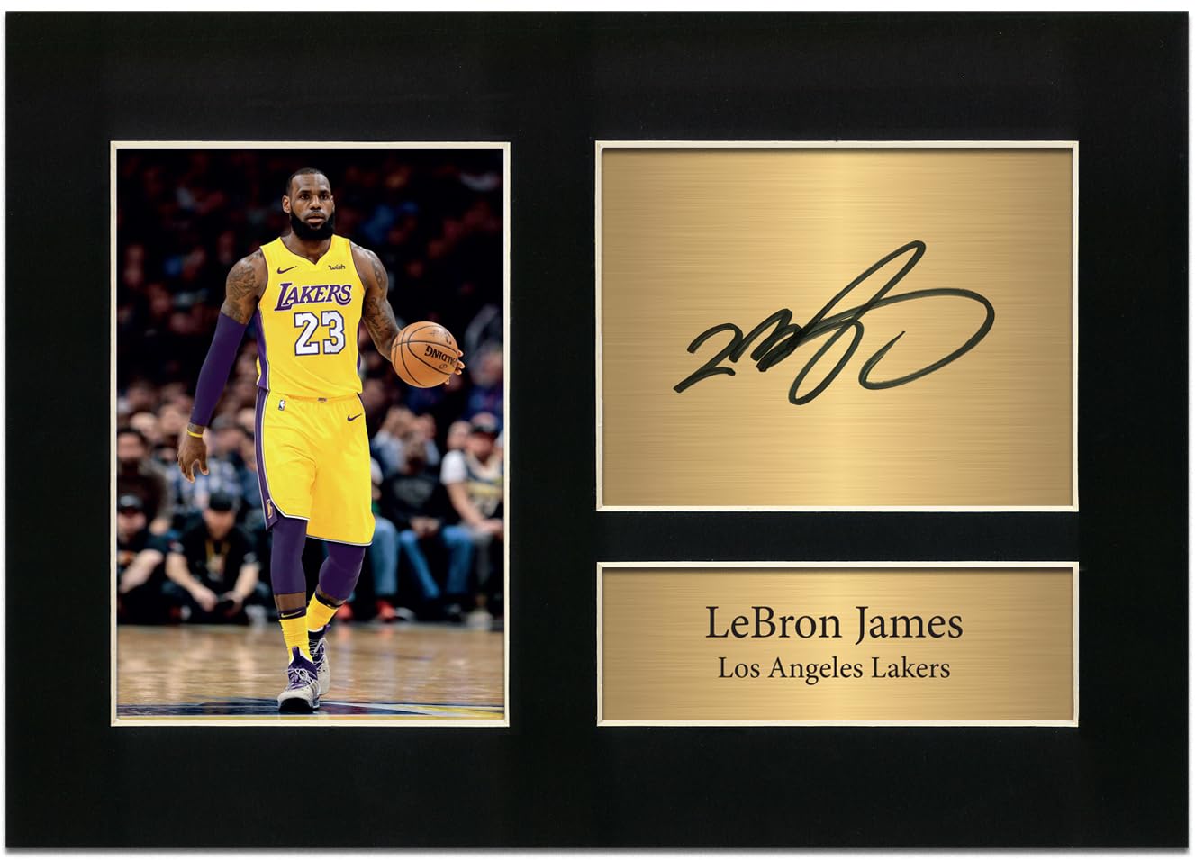 Zulu Image Black Lebron James Autograph Style Reproduction – Los Angeles Lakers Basketball Memorabilia A4 Mounted Poster No83