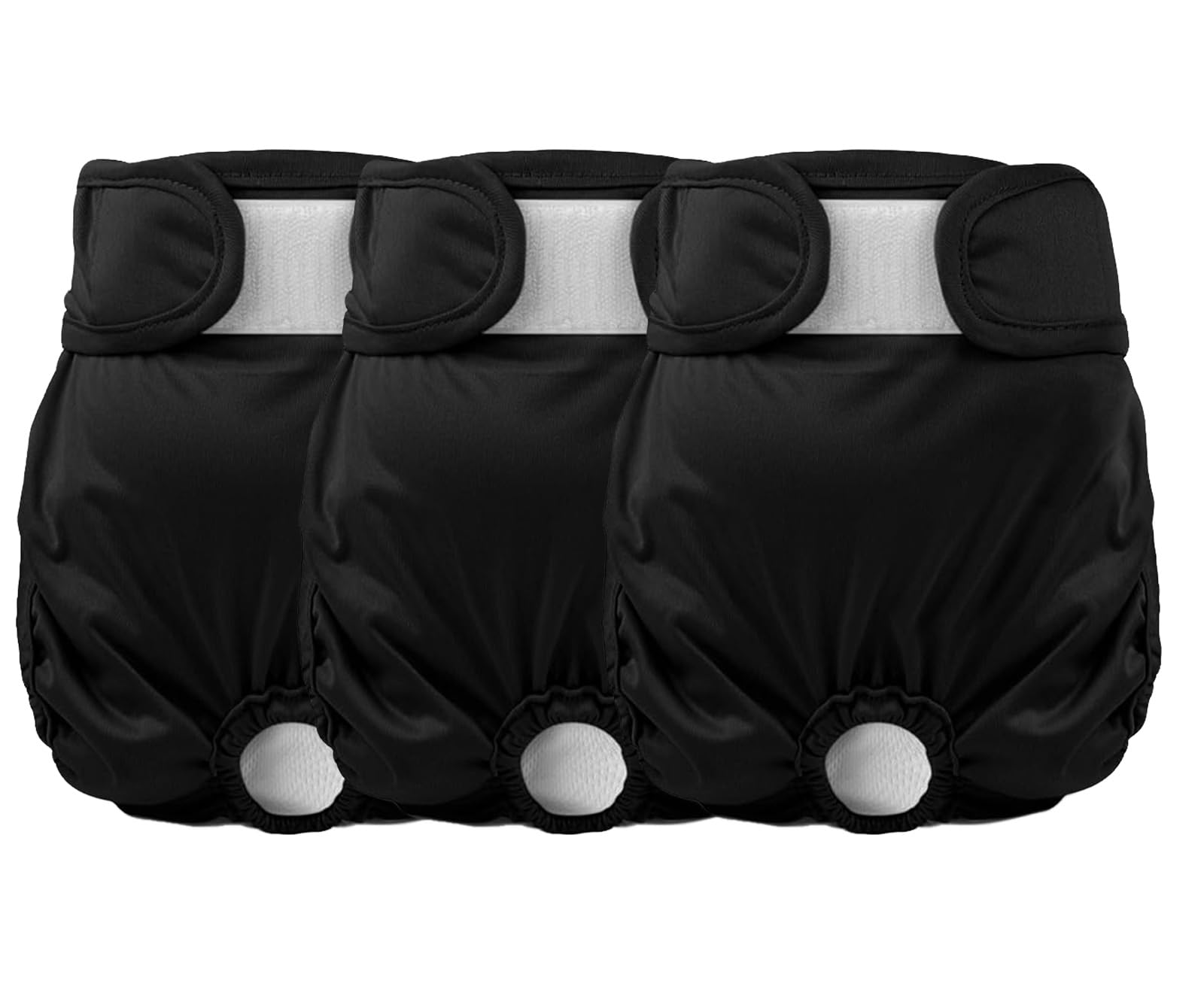 3 Pack Reusable Dog Period Diapers, Washable Sanitary Panties with Leak-Proof Lining for Female Dogs in Heat, Black (XL)