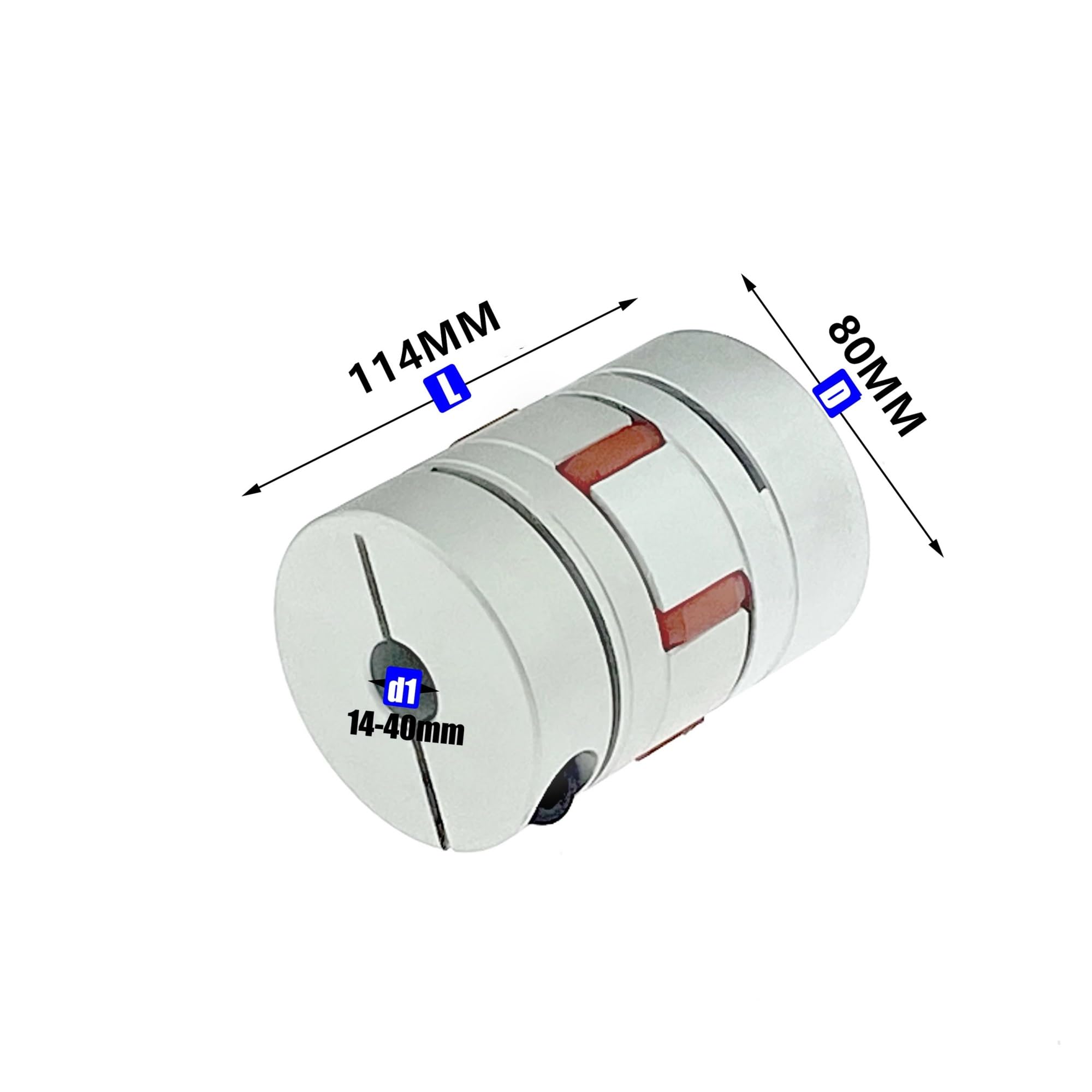 aluminium pflaume flexible wellenkupplung LM-Serie 1 STÜCK D80L114 Flexible Pflaumenklemmkupplung D80L114 Wellengröße Backenwellenkupplung 10/12/14/16/18/20/22/24/25 mm Paare (Size : 20X26)