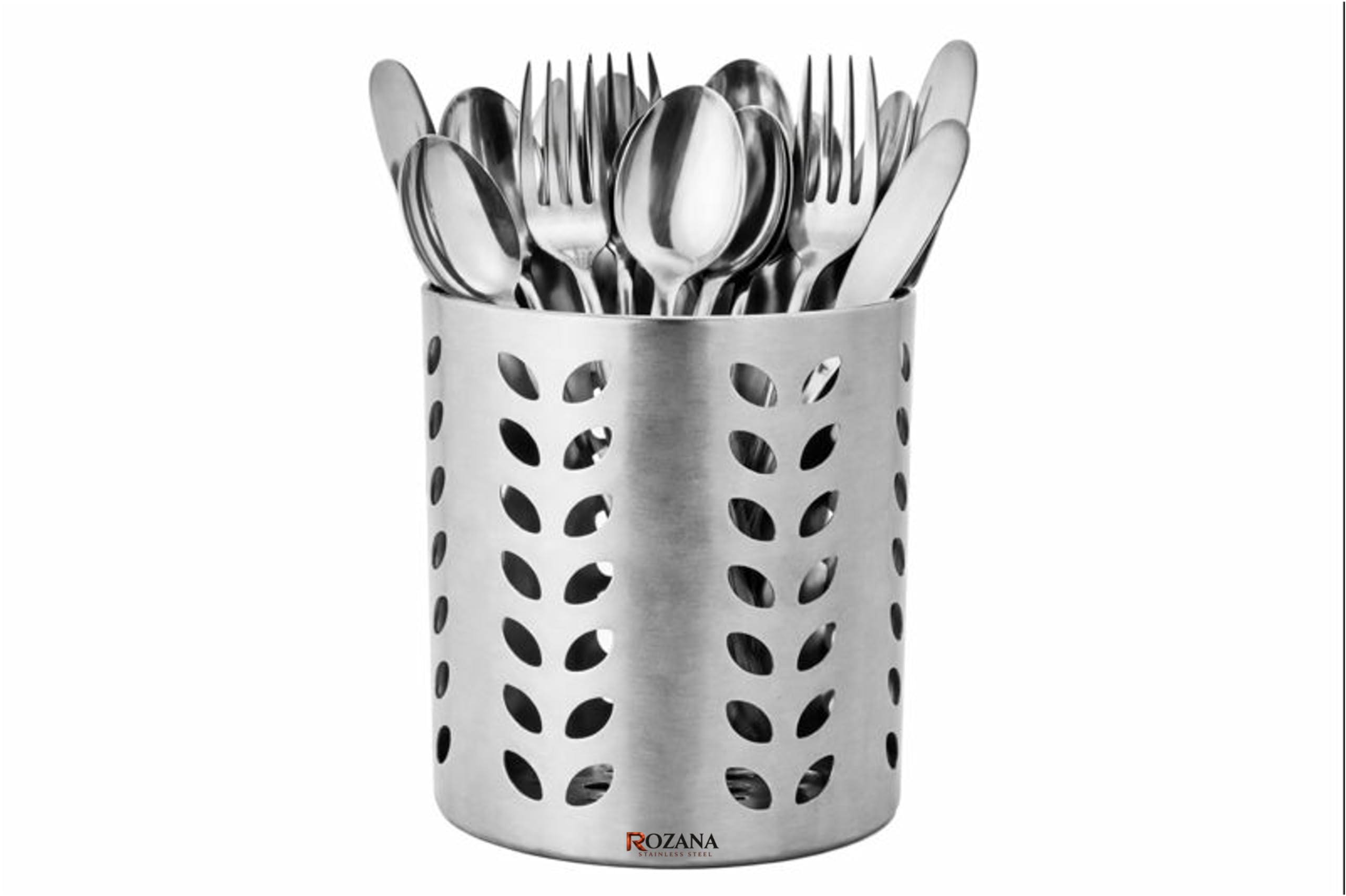 Premium Stainless Steel Cutlery Stand | Rust-Free Kitchen Utensil Holder with Air Ventilation | Dishwasher Safe Spoon, Fork & Knife Stand | Silver (9 x 11 cm) — Amazon image 4