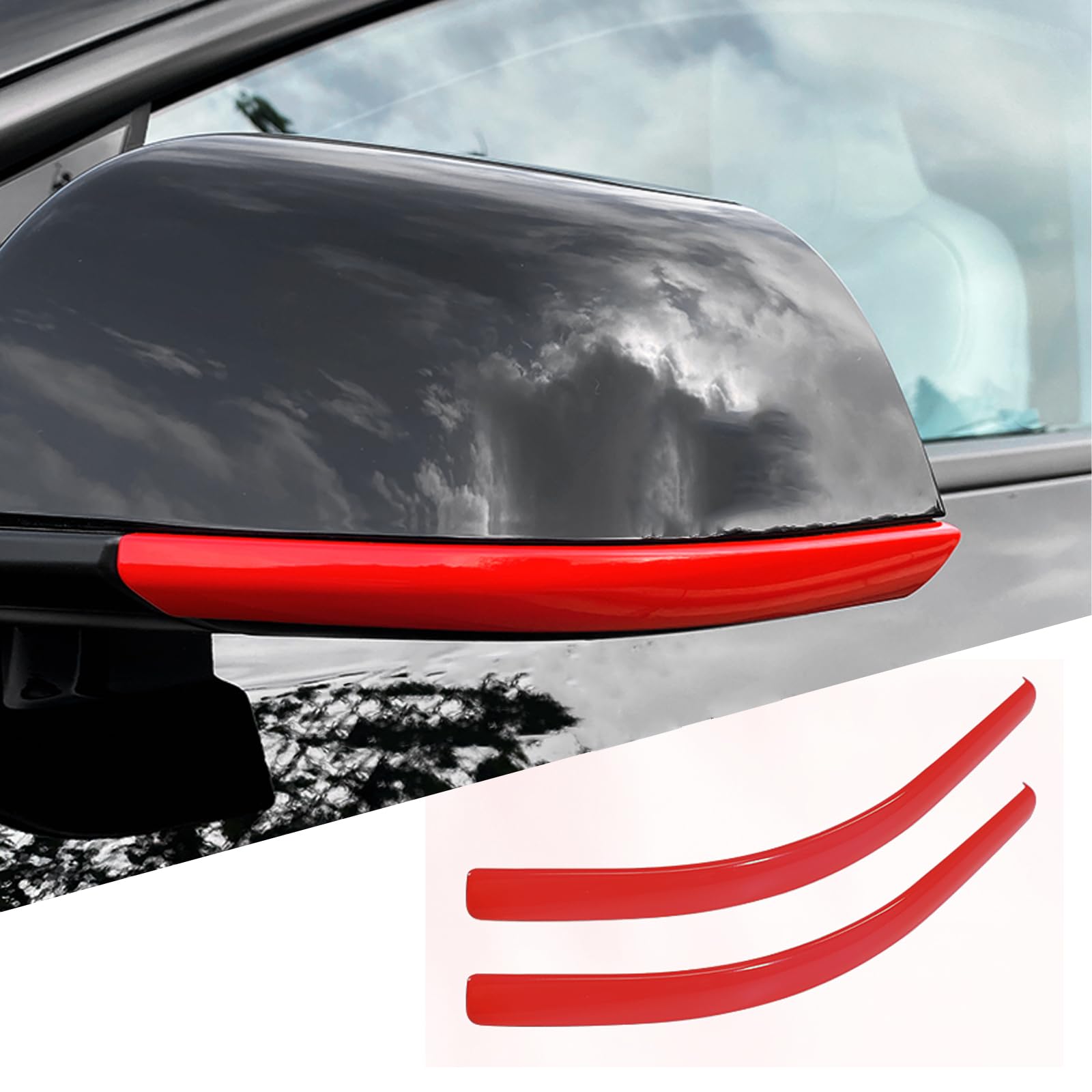 Photo 1 of **SEE NOTES***XTnueotr Side Mirror Trim Strip for Tesla Model Y, fit for Tesla Y Exterior Accessories (Red, Model Y)