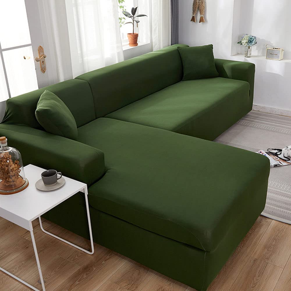 SOGANI Bankhoes Stretch L-vormige bankhoes antislip sectionele bankhoes met bandjes bodem wasbare dikke bankhoezen voor sectioneel, grijs, 190 ~ 230 cm