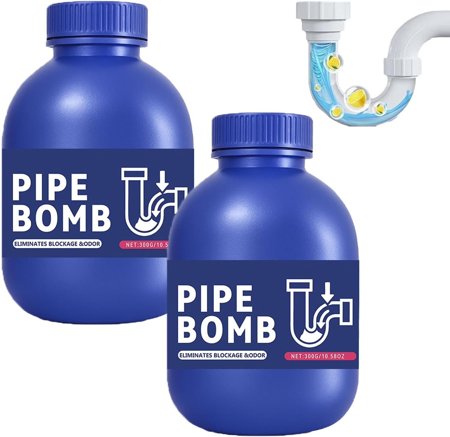 Multi-purpose Drain Cleaner and Clog Remover, 15 Min Fast Acting Powder for Kitchen Sink, Shower, Tub, Professional Grade Drain Opener Safe for All Pipes, PVC, Metal (2PCS)