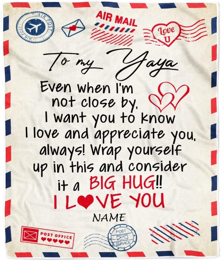 CenturyTee Personalized to My Yaya Blanket from Kids Air Mail Letter Yaya Birthday Mothers Day Christmas Customized Fleece Blanket (60 x 80 Inches - Adult Size), Multicolor 315 (315)