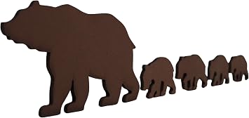 Brown Bear Family of 5 Wood Brown Bears - Wood Bears Wood Bear Set - Bear Wall Art - Bear Woodwork - Bear Silhouette - Bear Decor