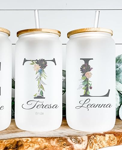 Miniatura 6 de Personalized Glass Tumbler Set with Straw - Christmas Gift - Personalized Design with your Name and Title - Bridesmaid Gifts - Bridal Party Gifts -