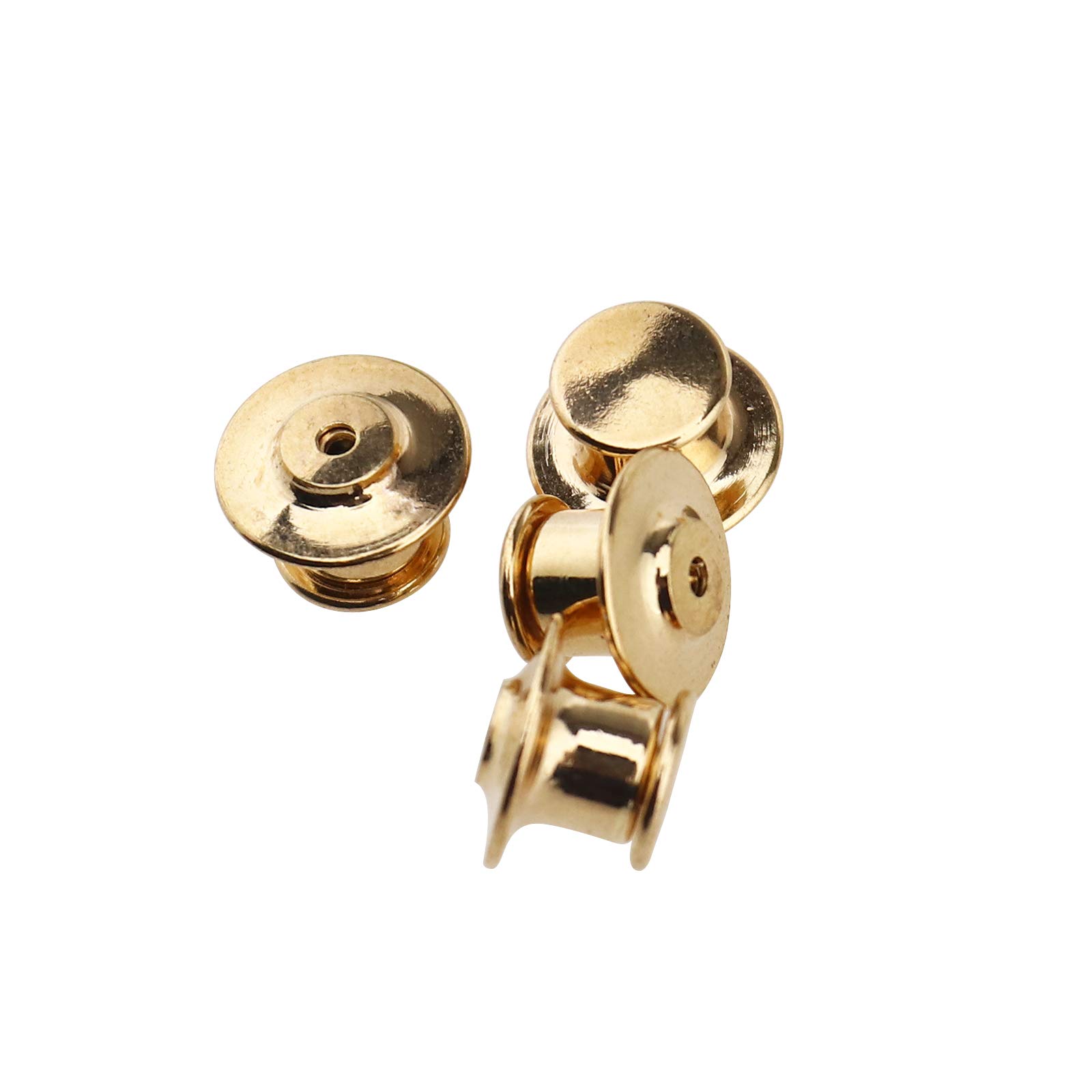 SING F LTD 10pcs Metal Locking Flathead Lapel Pin Back Clutch Clasp Fastener Spring Loaded No Tool Required