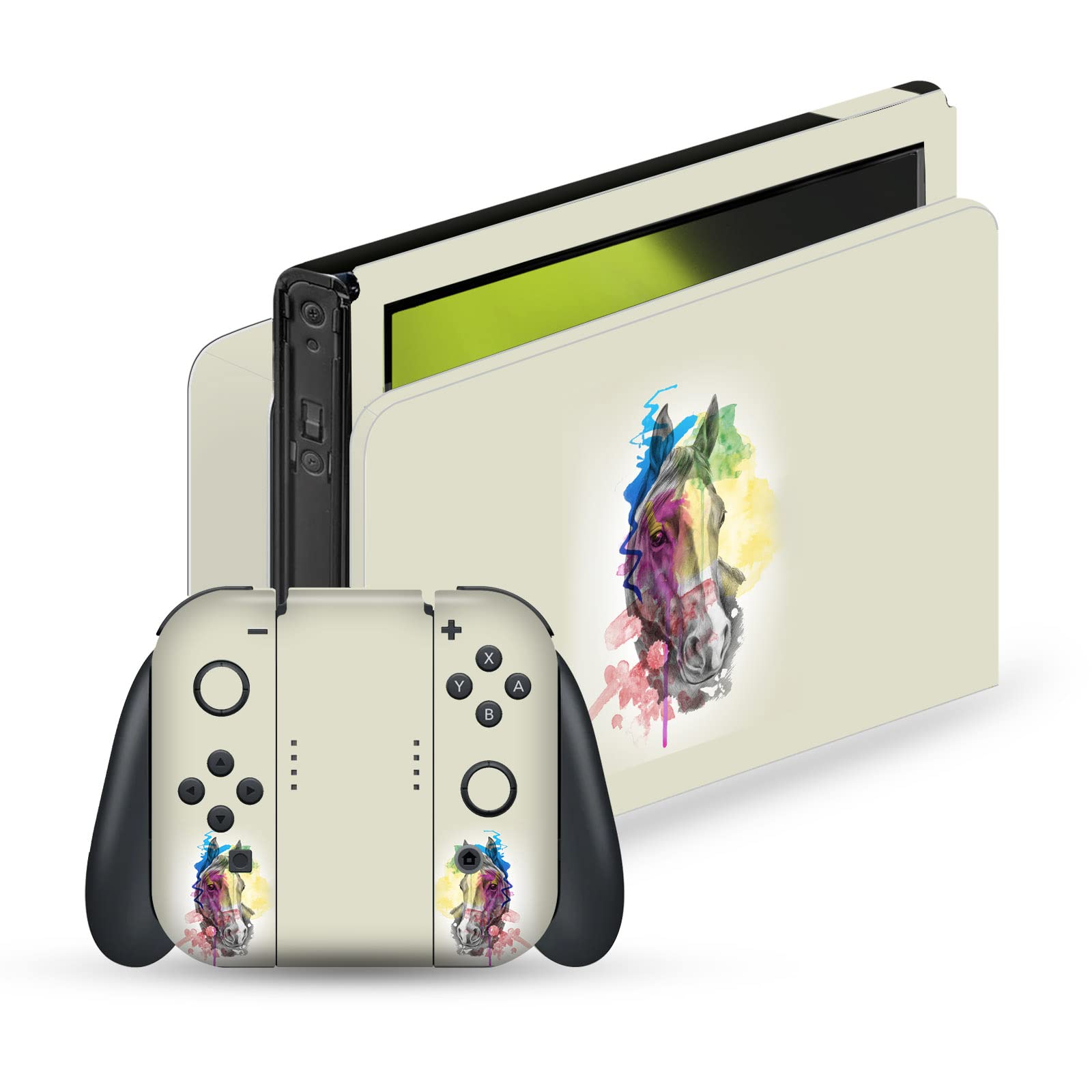 Head Case Designs sous Licence Officielle Mark Ashkenazi Cheval Mix Art Vinyle Autocollant De Jeu Peau Autocollant Couverture Compatible avec Nintendo Switch OLED Bundle