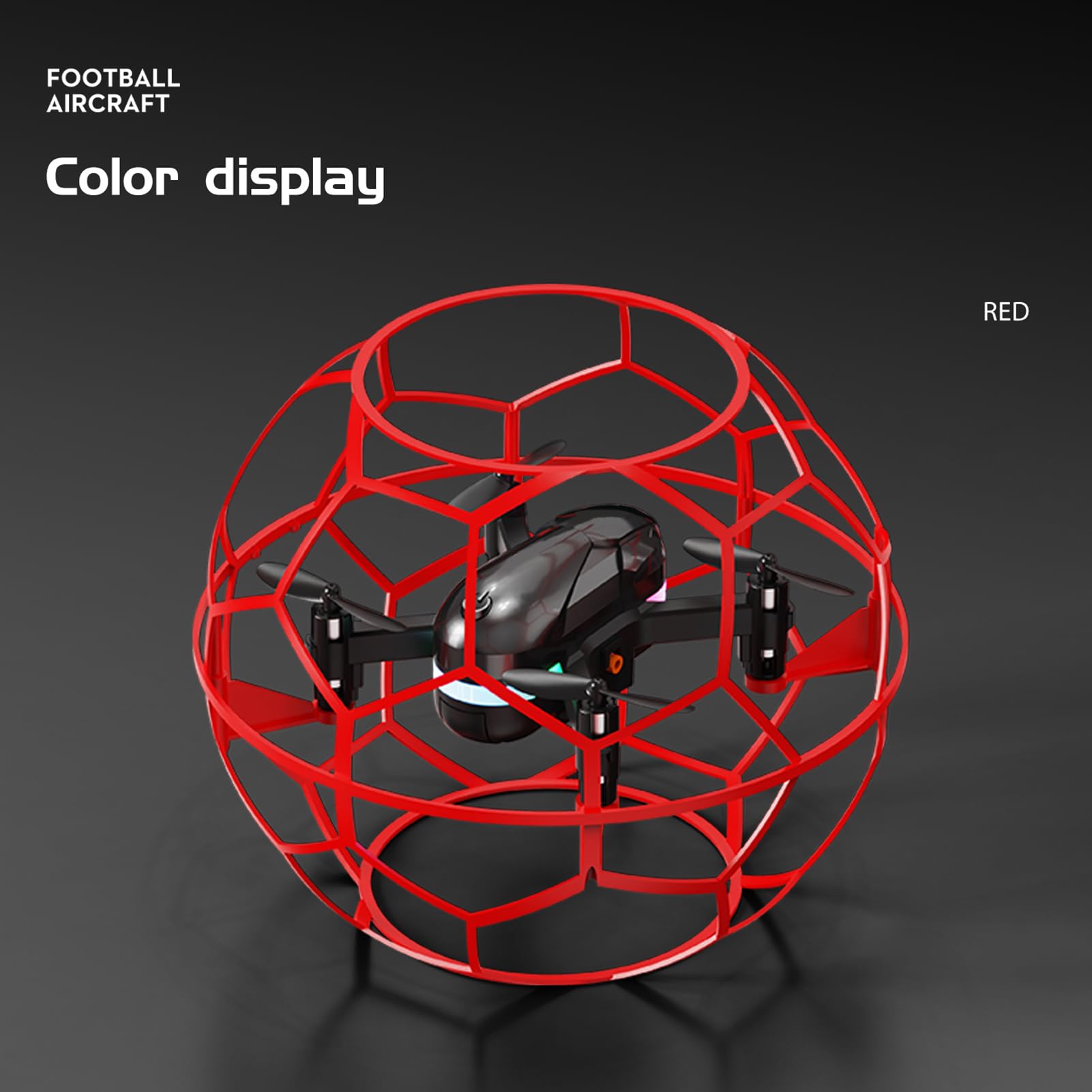 Drone calcio RC 2,4 GHz Quadricottero con telecomando senza testa a 6 canali con giroscopio Un pulsante Luci a LED per decollo e atterraggio Velocità regolabile per (Rossa)