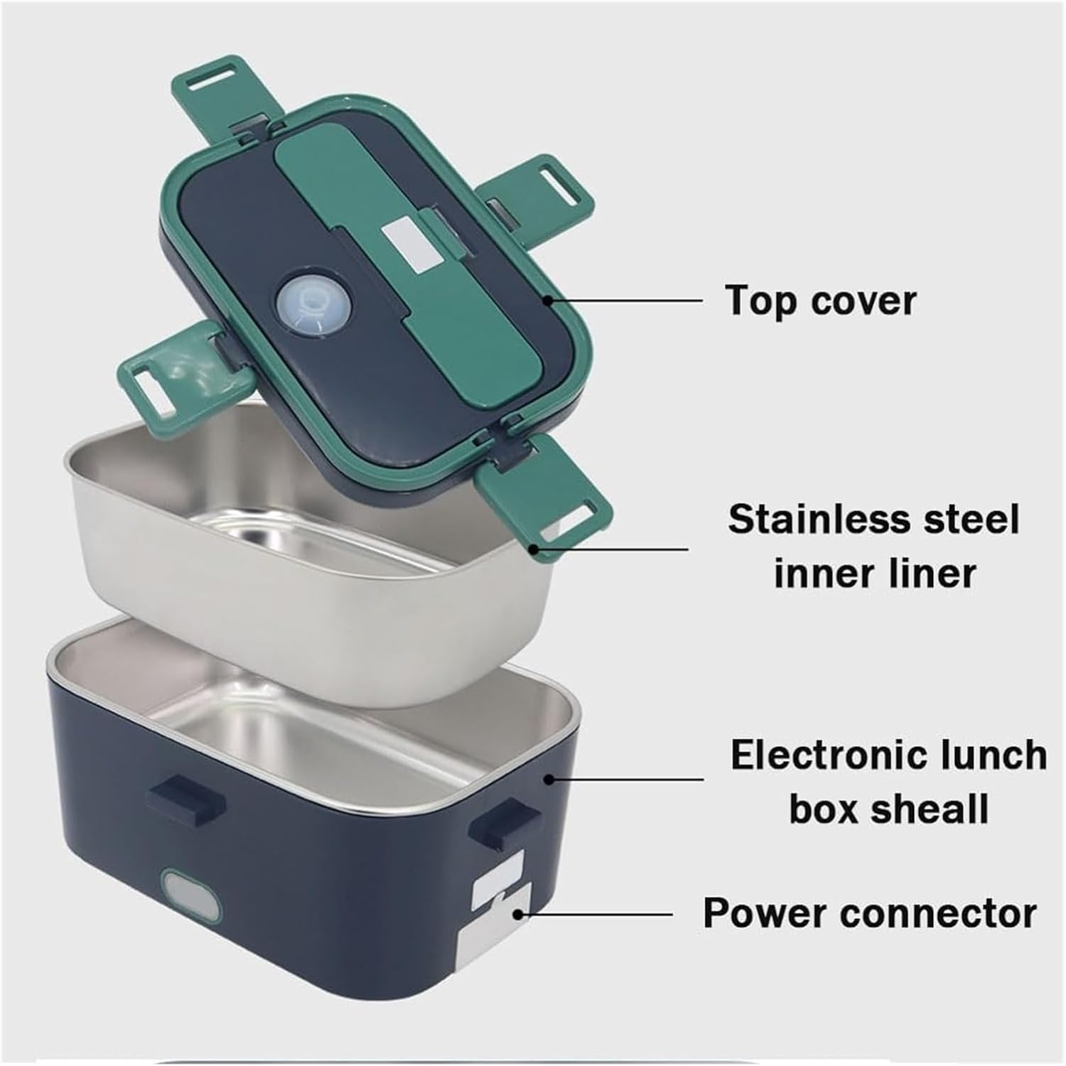 Electric Lunch Box, Heated Lunch Box, Large-Capacity Dual-use Electric Lunch Box, For Car, Truck, Office, Travelling Use(Blue-white Handle)