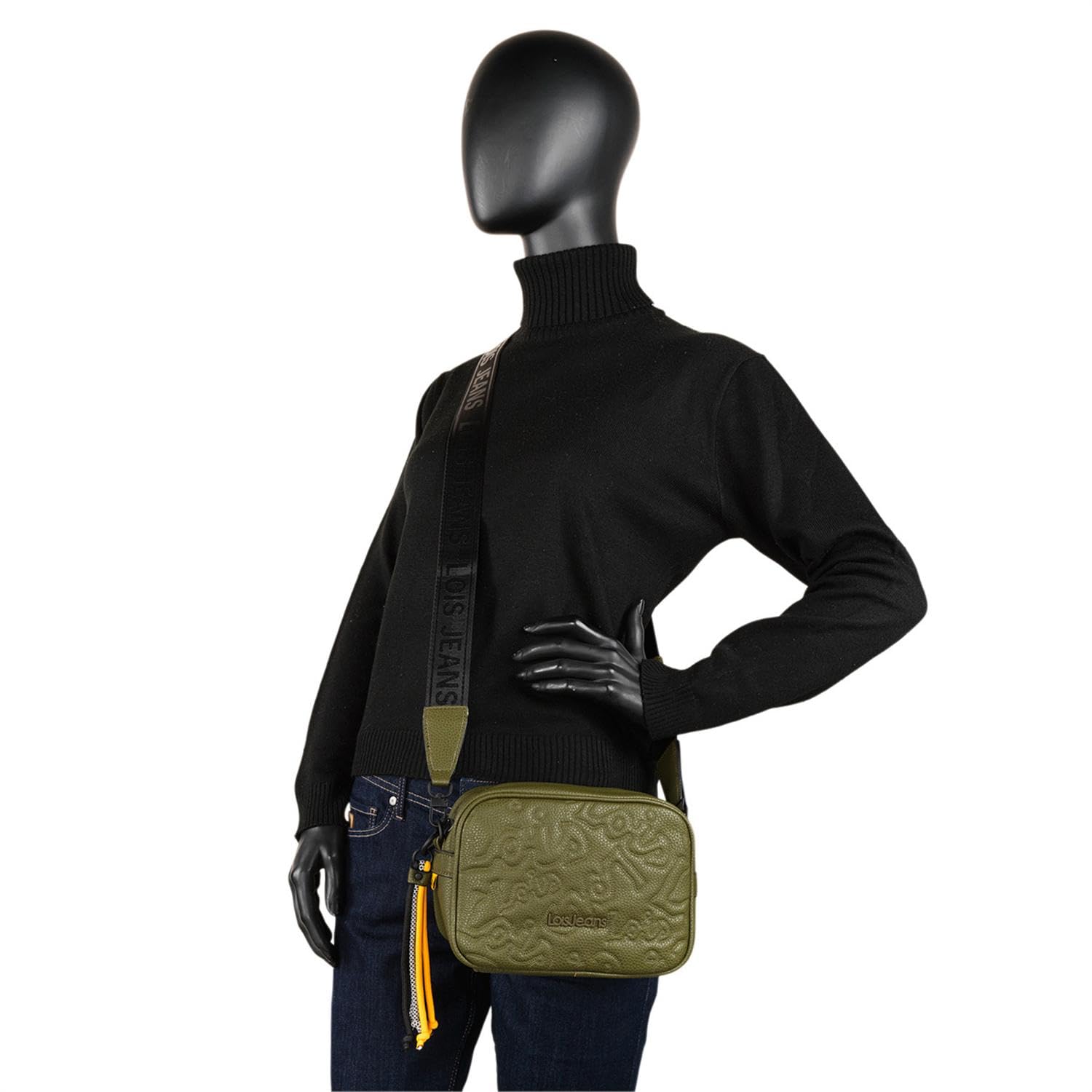 Lois - bolso bandolera de mujer pequeño. base reforzada. cuero pu. bordado.