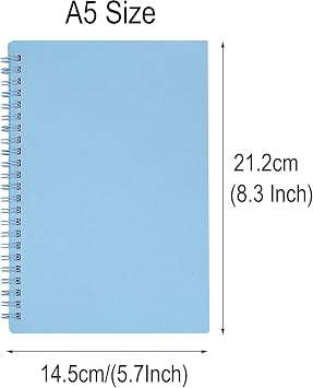 Yansanido Spiral Notebook, 3 Pcs A5 Thick Plastic Hardcover 8mm Ruled 3 Color 80 Sheets -160 Pages Journals for Study and Notes (Light Pink,Light Green,Light Blue, A5 5.7 x 8.3-Ruled)