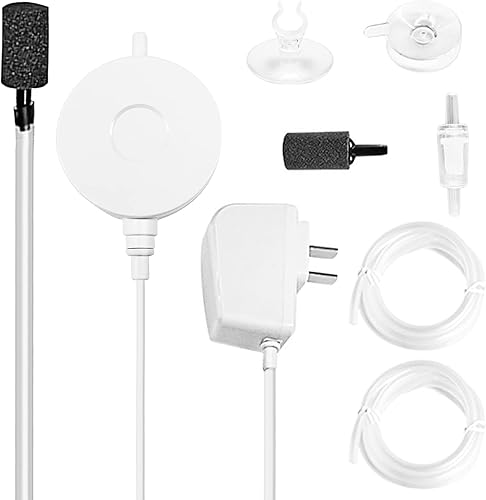 Jor Bomba de aire silenciosa para acuario, tanque Nano Betta, aireador con accesorios, para pecera de hasta 20 galones